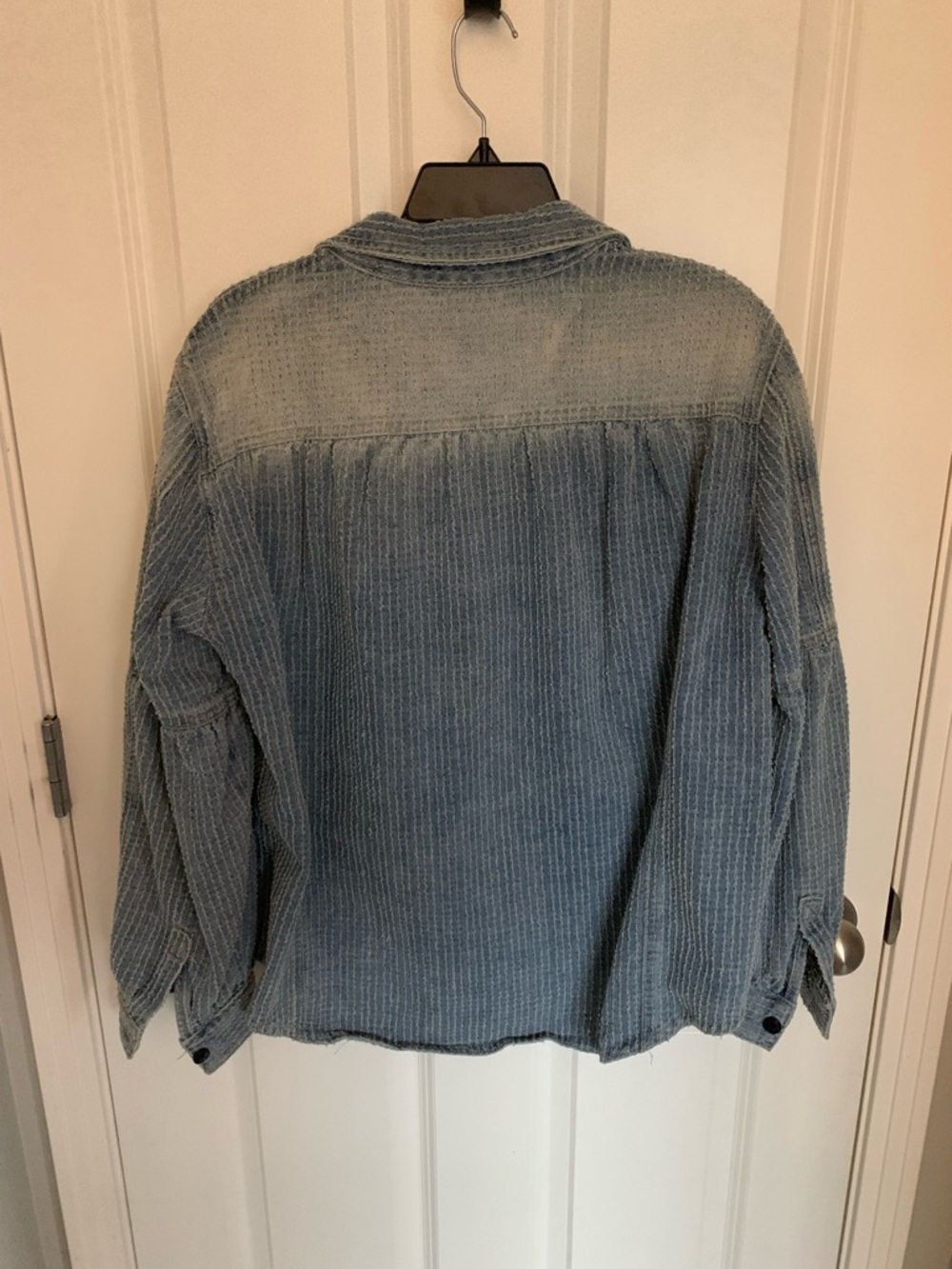 Blue Washed Ribbed Pullover Shirt - Picture 6 of 8